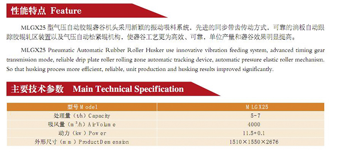 MLGX25 PNEUMATIC AUTOMATIC RUBBER ROLLER HUSKER(图2)
