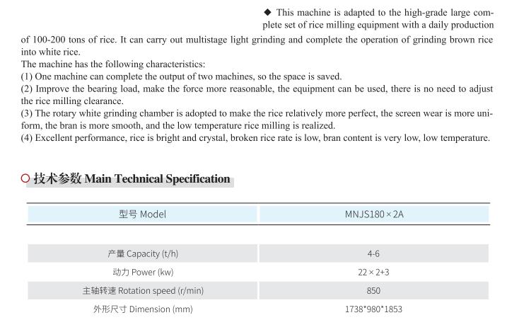 MNJS180X2A Double Rollers Rice Polisher(图2)